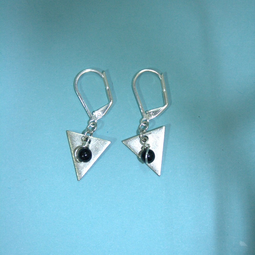 Sterling silver & black onyx hand wrapped earrings